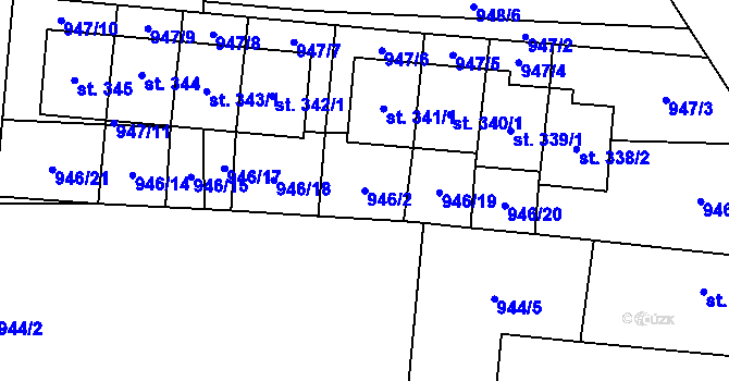 Parcela st. 946/2 v KÚ Žinkovy, Katastrální mapa