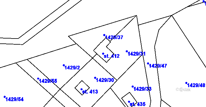 Parcela st. 412 v KÚ Žinkovy, Katastrální mapa