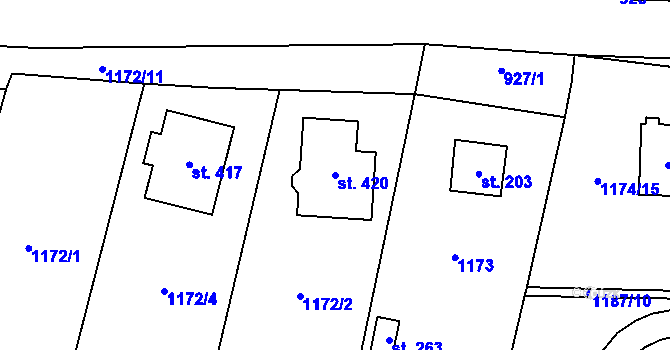Parcela st. 420 v KÚ Žinkovy, Katastrální mapa