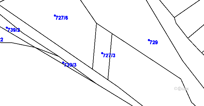 Parcela st. 727/3 v KÚ Žinkovy, Katastrální mapa
