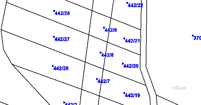 Parcela st. 442/8 v KÚ Žinkovy, Katastrální mapa