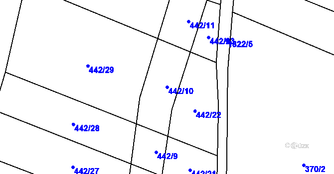 Parcela st. 442/10 v KÚ Žinkovy, Katastrální mapa