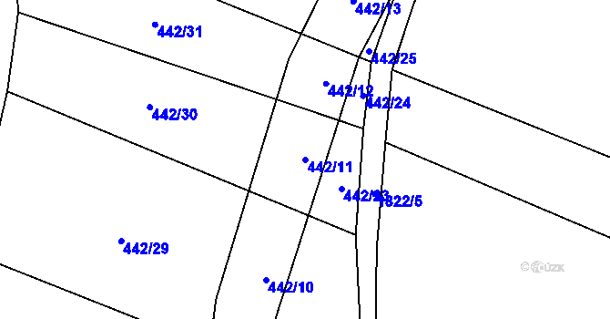 Parcela st. 442/11 v KÚ Žinkovy, Katastrální mapa