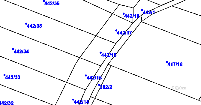 Parcela st. 442/16 v KÚ Žinkovy, Katastrální mapa