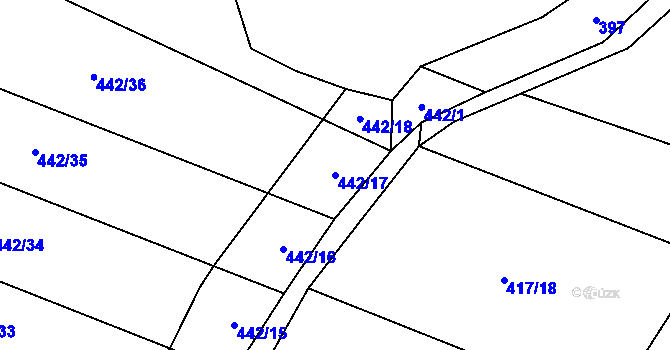Parcela st. 442/17 v KÚ Žinkovy, Katastrální mapa