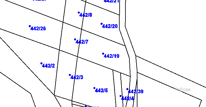Parcela st. 442/19 v KÚ Žinkovy, Katastrální mapa