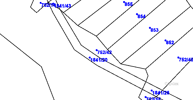 Parcela st. 752/42 v KÚ Žinkovy, Katastrální mapa