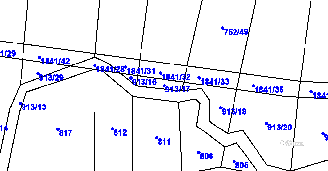 Parcela st. 913/17 v KÚ Žinkovy, Katastrální mapa