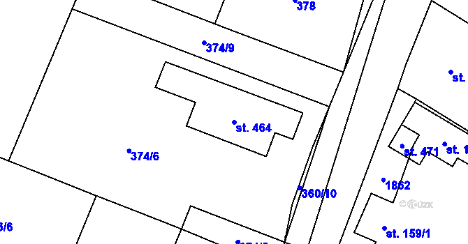 Parcela st. 464 v KÚ Žinkovy, Katastrální mapa