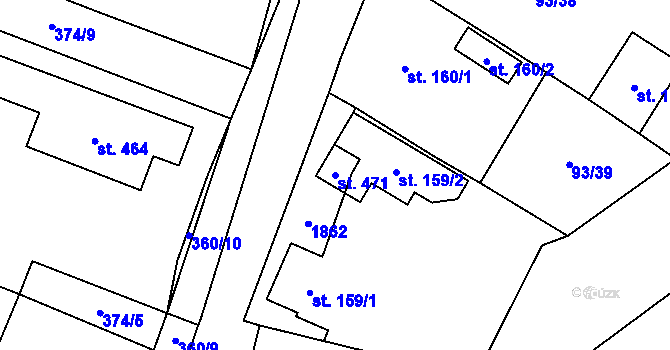 Parcela st. 471 v KÚ Žinkovy, Katastrální mapa