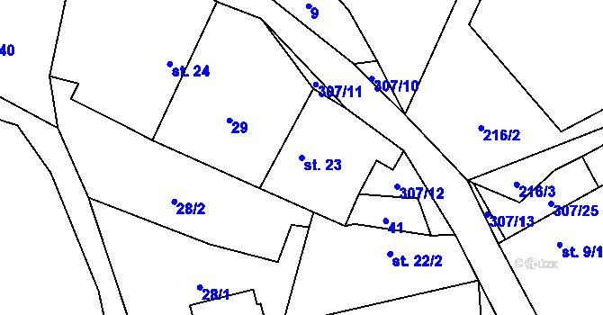 Parcela st. 23 v KÚ Žirov, Katastrální mapa