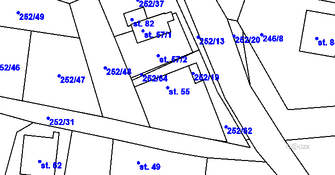 Parcela st. 55 v KÚ Žirov, Katastrální mapa