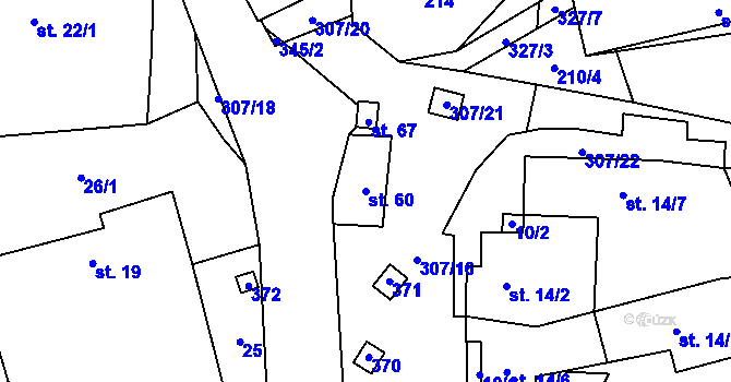 Parcela st. 60 v KÚ Žirov, Katastrální mapa