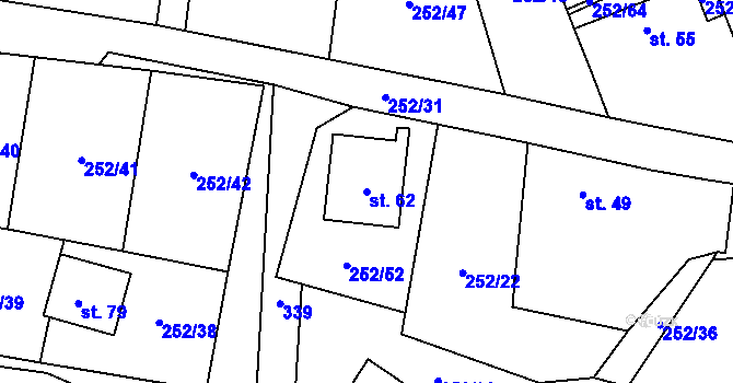 Parcela st. 62 v KÚ Žirov, Katastrální mapa