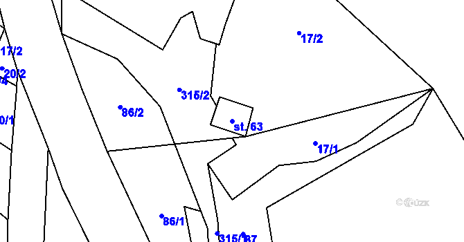 Parcela st. 63 v KÚ Žirov, Katastrální mapa