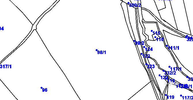 Parcela st. 98/1 v KÚ Žirov, Katastrální mapa
