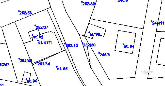 Parcela st. 252/20 v KÚ Žirov, Katastrální mapa