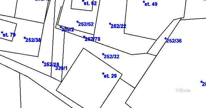 Parcela st. 252/32 v KÚ Žirov, Katastrální mapa