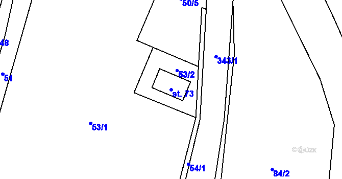 Parcela st. 73 v KÚ Žirov, Katastrální mapa