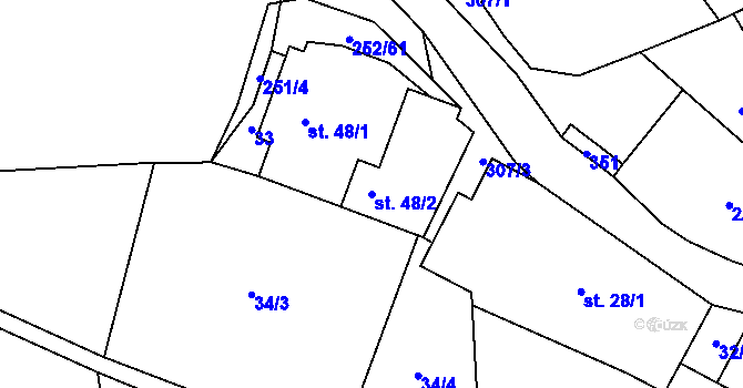 Parcela st. 48/2 v KÚ Žirov, Katastrální mapa