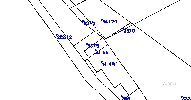Parcela st. 85 v KÚ Žirov, Katastrální mapa