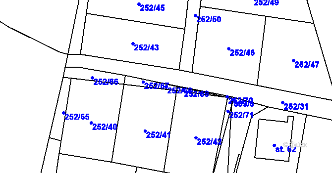 Parcela st. 252/68 v KÚ Žirov, Katastrální mapa