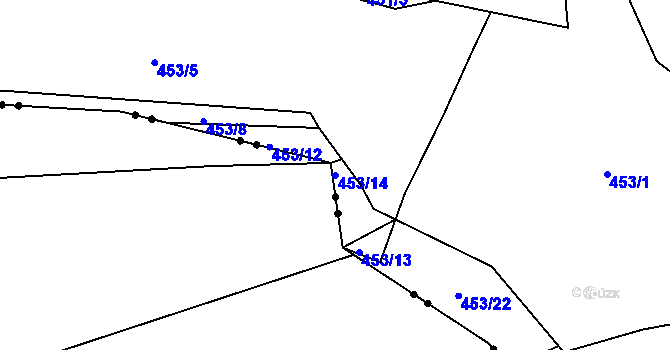 Parcela st. 453/14 v KÚ Cholunná, Katastrální mapa