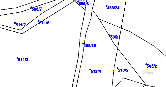 Parcela st. 488/16 v KÚ Cholunná, Katastrální mapa