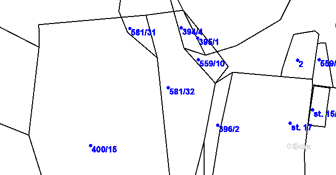 Parcela st. 581/32 v KÚ Cholunná, Katastrální mapa