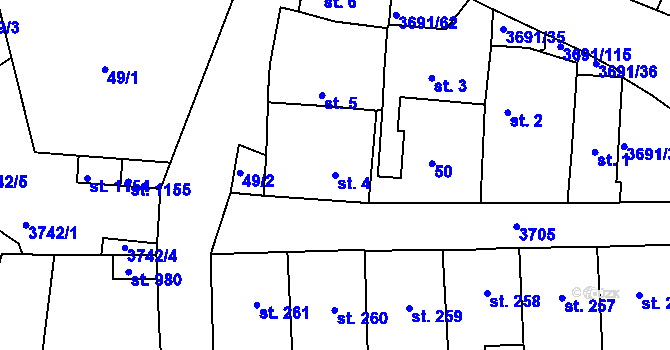Parcela st. 4 v KÚ Žirovnice, Katastrální mapa