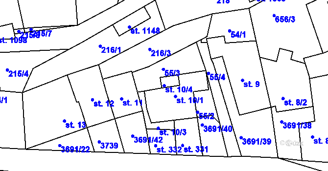 Parcela st. 10/4 v KÚ Žirovnice, Katastrální mapa