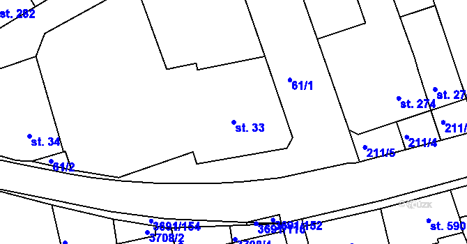 Parcela st. 33 v KÚ Žirovnice, Katastrální mapa