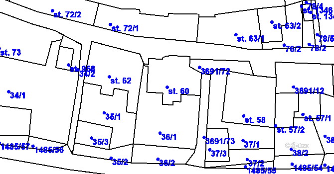 Parcela st. 60 v KÚ Žirovnice, Katastrální mapa