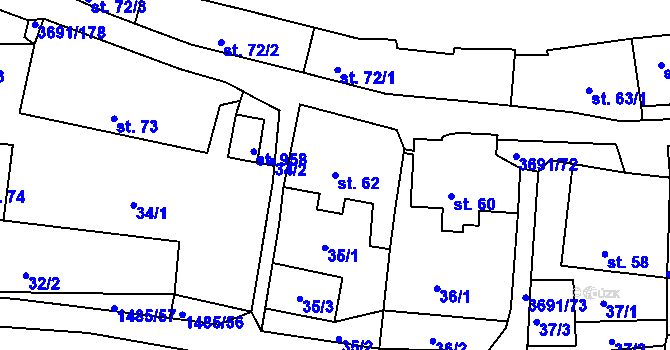 Parcela st. 62 v KÚ Žirovnice, Katastrální mapa