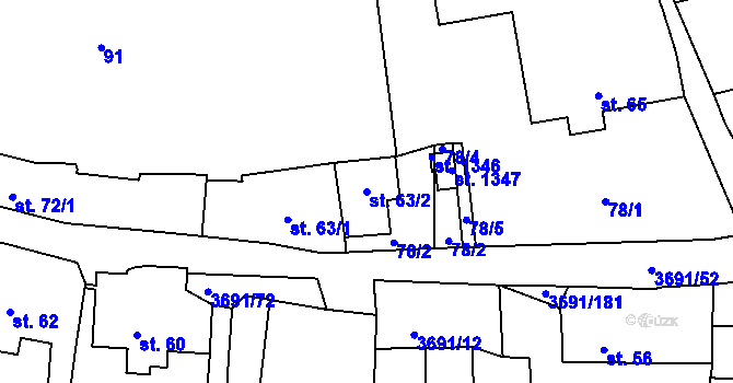 Parcela st. 63/2 v KÚ Žirovnice, Katastrální mapa