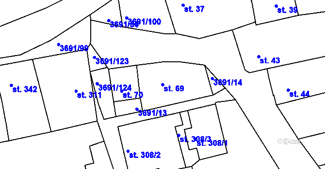 Parcela st. 69 v KÚ Žirovnice, Katastrální mapa
