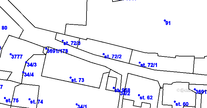 Parcela st. 72/2 v KÚ Žirovnice, Katastrální mapa