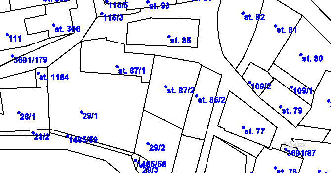 Parcela st. 87/2 v KÚ Žirovnice, Katastrální mapa