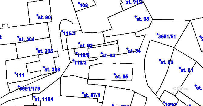 Parcela st. 93 v KÚ Žirovnice, Katastrální mapa