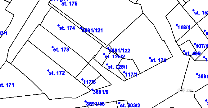 Parcela st. 125/2 v KÚ Žirovnice, Katastrální mapa