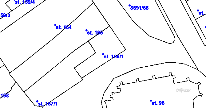 Parcela st. 166/1 v KÚ Žirovnice, Katastrální mapa