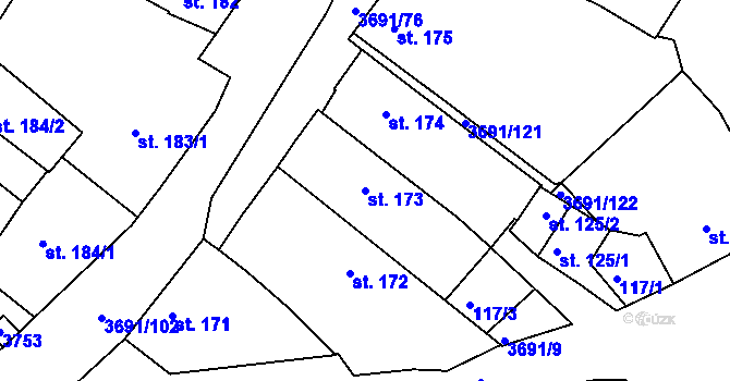 Parcela st. 173 v KÚ Žirovnice, Katastrální mapa