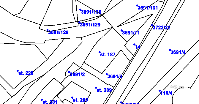 Parcela st. 187 v KÚ Žirovnice, Katastrální mapa