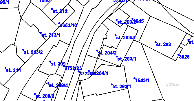 Parcela st. 204/2 v KÚ Žirovnice, Katastrální mapa