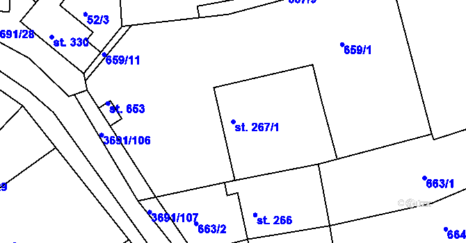 Parcela st. 267/1 v KÚ Žirovnice, Katastrální mapa