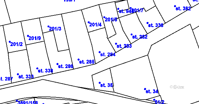 Parcela st. 284 v KÚ Žirovnice, Katastrální mapa