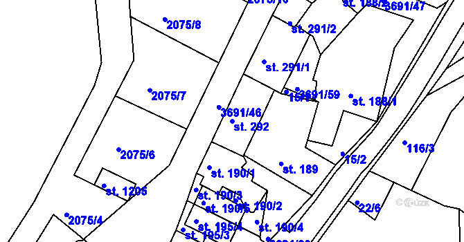 Parcela st. 292 v KÚ Žirovnice, Katastrální mapa