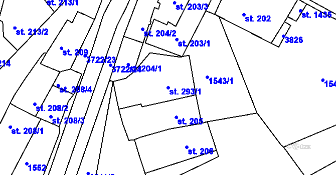 Parcela st. 293/1 v KÚ Žirovnice, Katastrální mapa