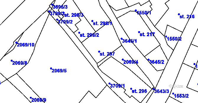 Parcela st. 297 v KÚ Žirovnice, Katastrální mapa