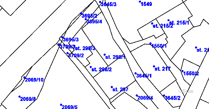Parcela st. 298/1 v KÚ Žirovnice, Katastrální mapa